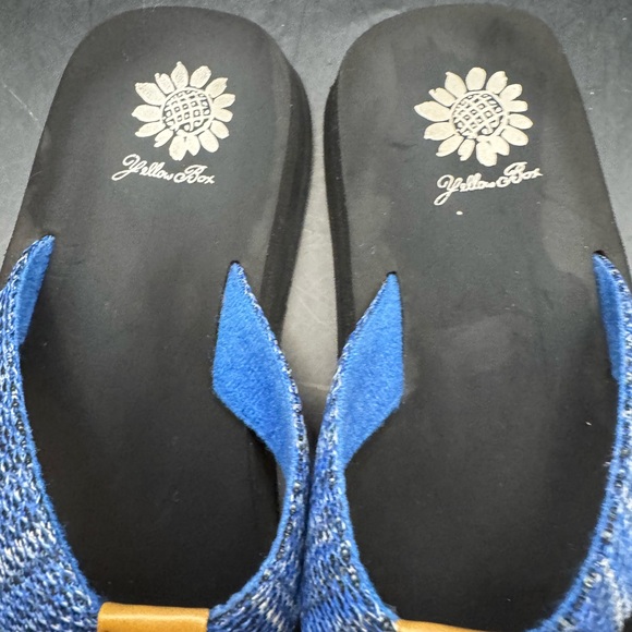 Yellow Box Flip Flops Fayne Women's Blue & Silver Metallic Comfort Sandals SZ 7 - Picture 3 of 16